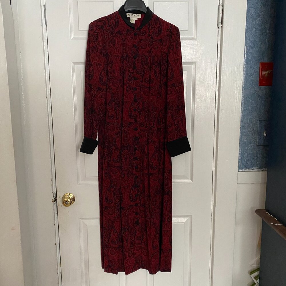Orvis Paisley Red & Black Paisley Maxi Dress Size 6
